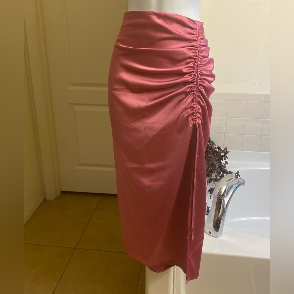 Marc New York by Andrew Marc Satin Pink Midi Skirt